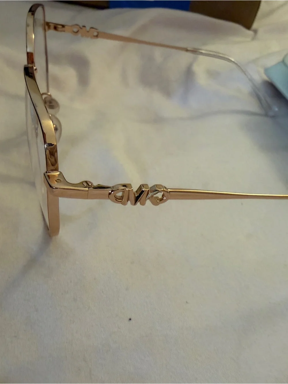 Michael Kors Rose Gold Wireframe Glasses with Clear Temples
